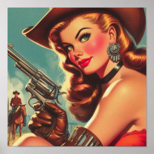 Póster Vintage Western Pin up