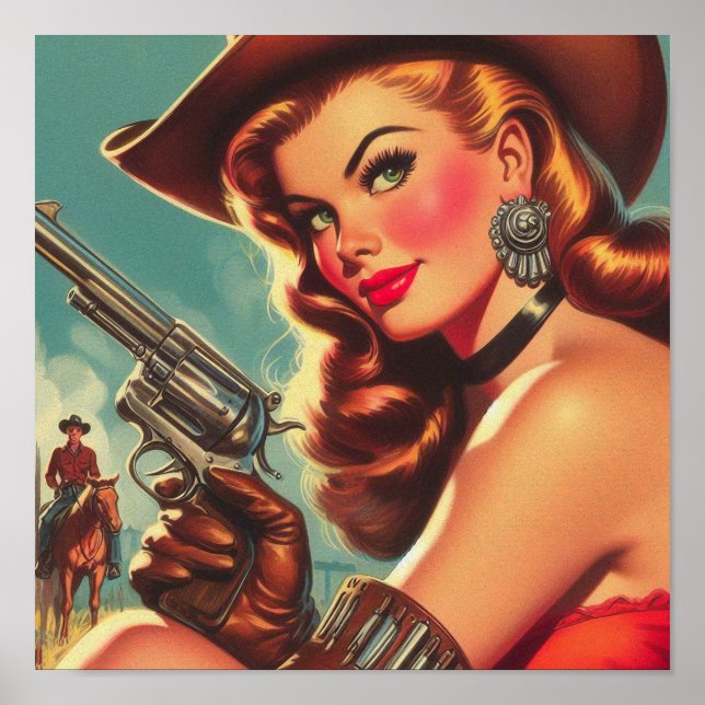 Póster Vintage Western Pin up (Frente)