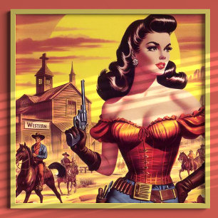 Póster Vintage Western Pin up