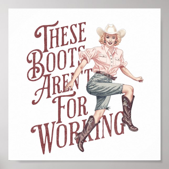 Póster Vintage Western Pinup Chica Cowgirl Boots Snarky (Frente)