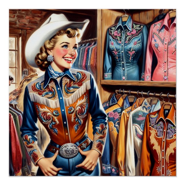 Póster Vintage Western Retro Cowgirl Shiropping (Anverso)