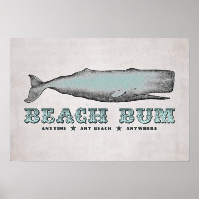 Póster Vintage Whale Beach Bum Poster (Frente)