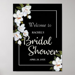 Póster Vintage White Rose Bridal Shower