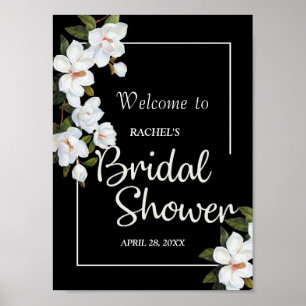 Póster Vintage White Rose Bridal Shower