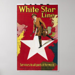 Póster Vintage White Star Line Travel Poster