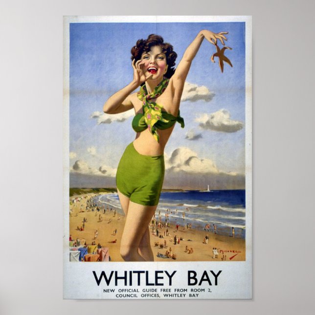 Póster Vintage Whitley Bay, Inglaterra (Frente)