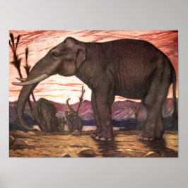 Póster Vintage Wild Animals, Elephant by Louis Sargent