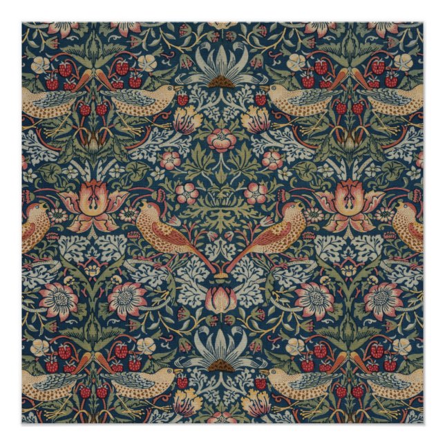 Póster Vintage William Morris Strawberry Thief (Anverso)