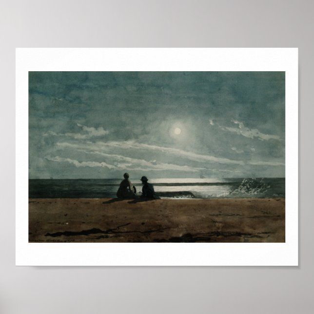 Póster Vintage Winslow Homer Moonlight (Frente)