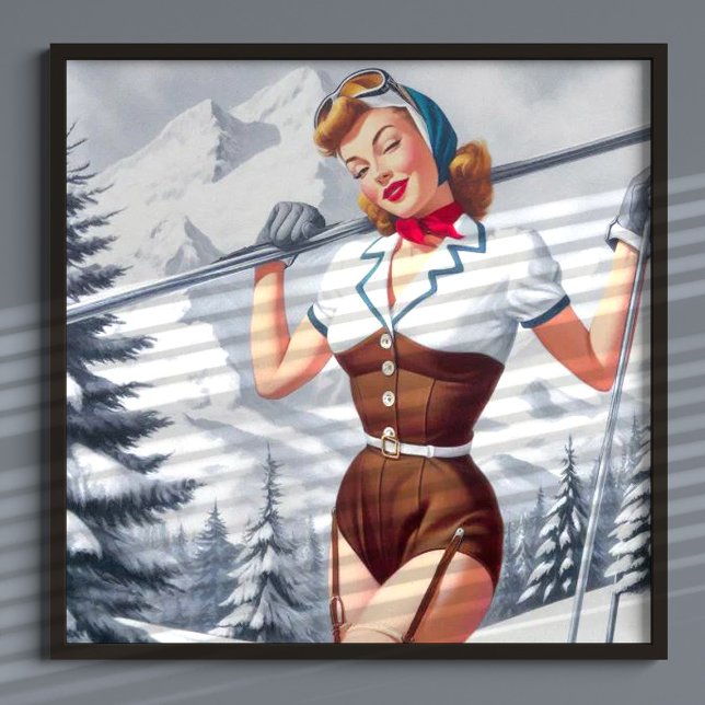 Póster Vintage Winter Ski Pin Up (Subido por el creador)