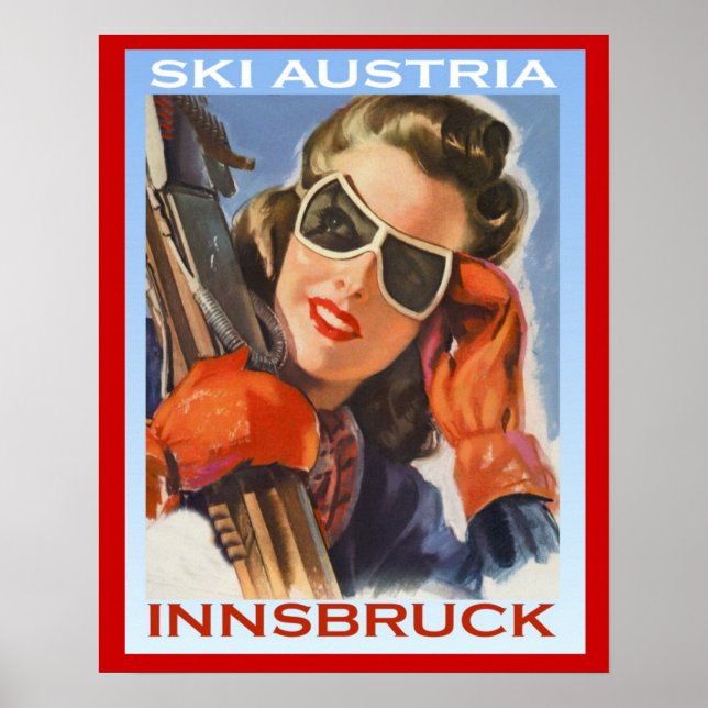 Póster Vintage winter sports Ski Austria, Innsbruck (Frente)