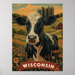 Póster Vintage Wisconsin Patriotic Spirit