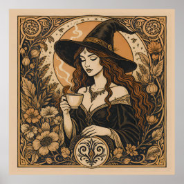 Póster Vintage Witch Tea Time