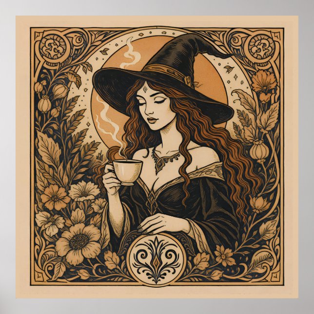 Póster Vintage Witch Tea Time (Frente)
