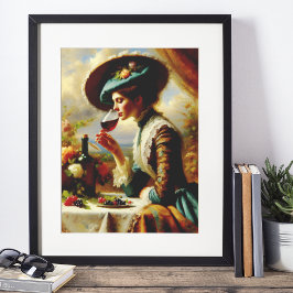 Póster Vintage Woman Bebe Vino