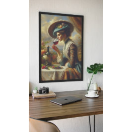 Póster Vintage Woman Bebe Vino