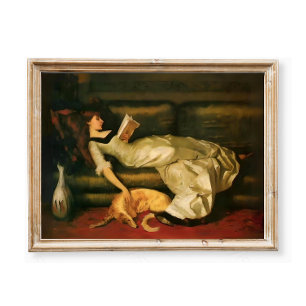 Póster Vintage Woman With Dog Print Bookish Wall Art