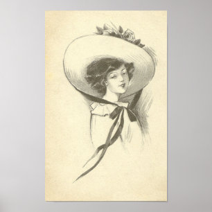 Póster Vintage Woman With Gorra