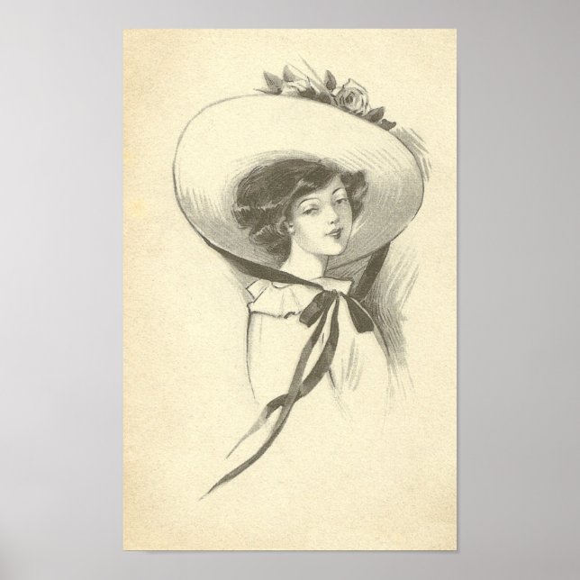 Póster Vintage Woman With Gorra (Frente)