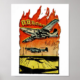Póster Vintage World War 2 Mustang Fighter - P-51 Mustang