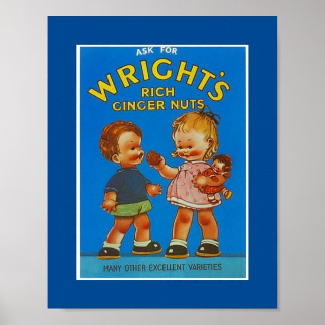 Póster Vintage Wright's Rich Ginger Nuts (Frente)