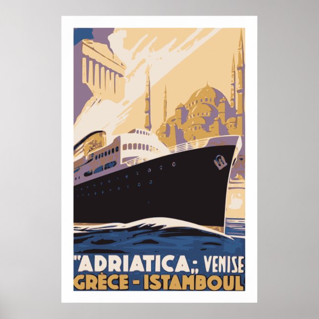 Póster Vintage y Venecia, Grecia, Estambul (Frente)