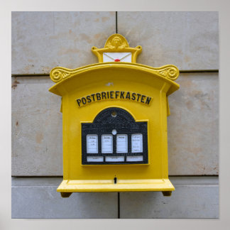 Póster Vintage Yellow Mailbox, Dresden, Germany