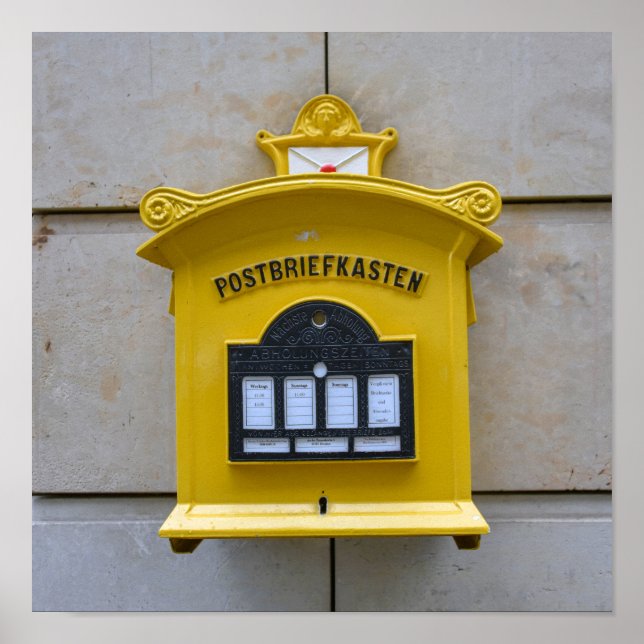 Póster Vintage Yellow Mailbox, Dresden, Germany (Frente)