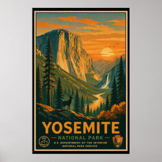 Póster Vintage Yosemite National Park