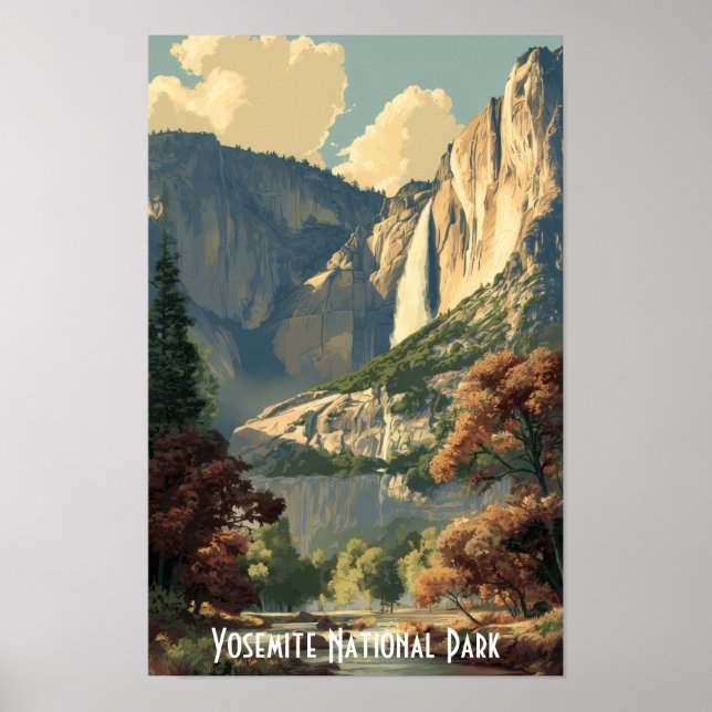Póster Vintage Yosemite National Park River Retro Hiking (Frente)