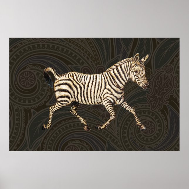 Póster Vintage zebra con diseño paisajista (Frente)