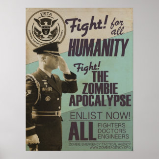 Póster Vintage Zombie Apocalypse Recruitment Poster