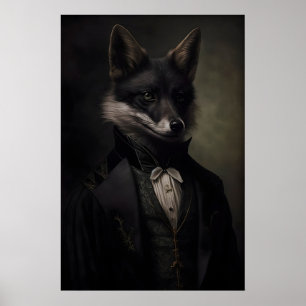 Póster Vintage Zorro Negro Gótico, Impresión de Pó