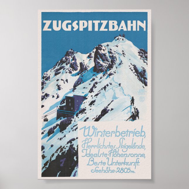 Póster Vintage Zugspitzbahn 1927 (Frente)