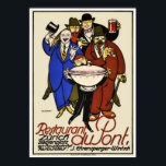 Póster Vintage Zurich Restaurant Publicidad Art Deco<br><div class="desc">Poster art déco de Otto Baumberger, aproximadamente 1913, para el "Restaurant du Pont" en Zúrich. Este producto (de tamaño pequeño a máximo) se reproduce a partir de una publicación, publicidad o impresión vintage. La imagen se ha limpiado, mejorado digitalmente y restaurado cuando es necesario. Perfecto para el comedor o la...</div>