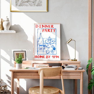 Póster Vintager Dinner Party Bar Cart