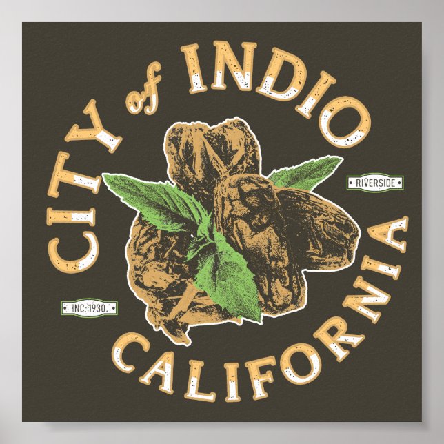 PÓSTER VINTAJE DE CALIFORNIA EN RIVERSIDAD INDIO - PALMA  (Frente)