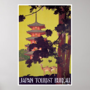 Póster VINTAJE TURÍSTICO DE NARA JAPÓN c. 1920