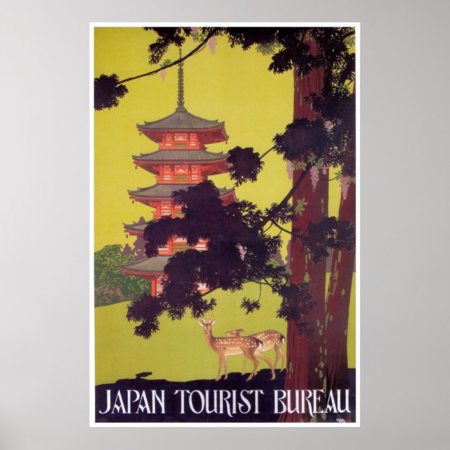Póster VINTAJE TURÍSTICO DE NARA JAPÓN c. 1920 (Frente)