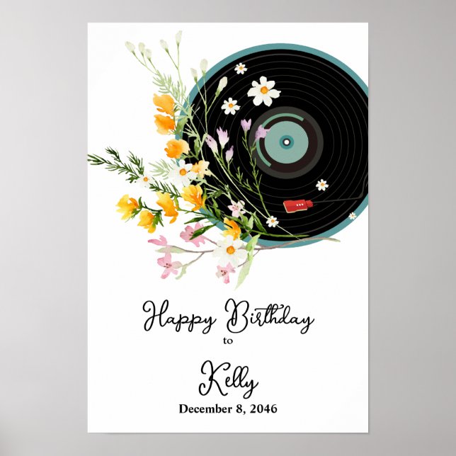 Póster Vinyl Record, música rusa de los viejos, flores, a (Frente)