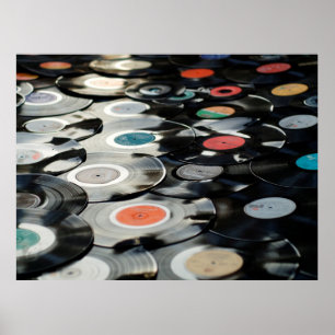 Póster Vinyl retro plástico negro antiguo