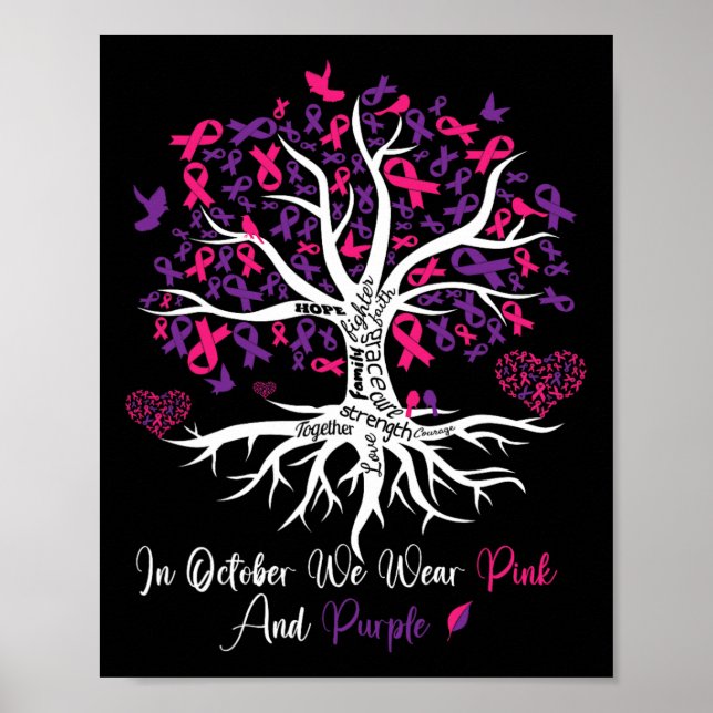 Póster Violencia Cáncer de Mama Sensibilización Mono Árbo (Frente)