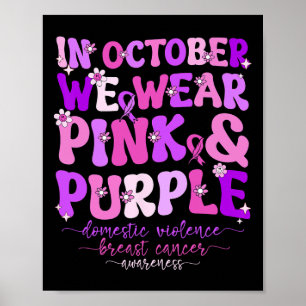 Póster Violencia Doméstica Groovy Y Awarene Del Cáncer De
