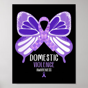 Póster Violencia doméstica Mariposa de cinta morada