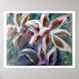 Póster Violet Floral Abstract Art Poster