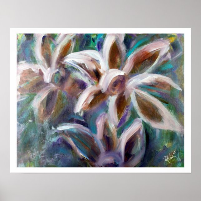 Póster Violet Floral Abstract Art Poster (Frente)
