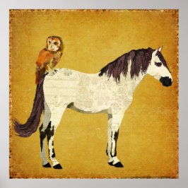Póster Violet Horse & Owl Poster