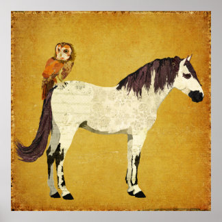 Póster Violet Horse & Owl Poster