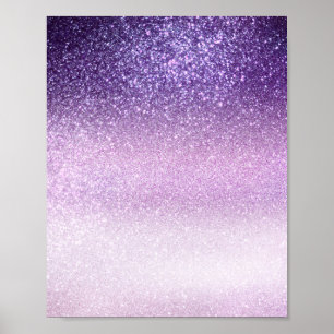 Póster Violet Lilac Pastel Purpurina triple púrpura Ombre