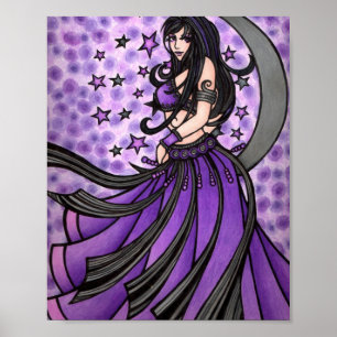 Póster Violet Moon Goddess Belly Bailarina Art